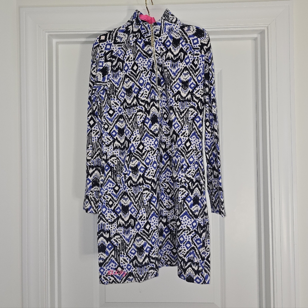 Lilly Pulitzer Black and Blue Abstract Mini Dress